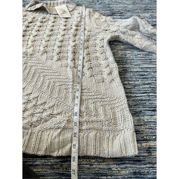 Soft Surroundings NWT Sweater Open Cable Knit Flare Sleeve Mock Neck sz L - Picture 11 of 11